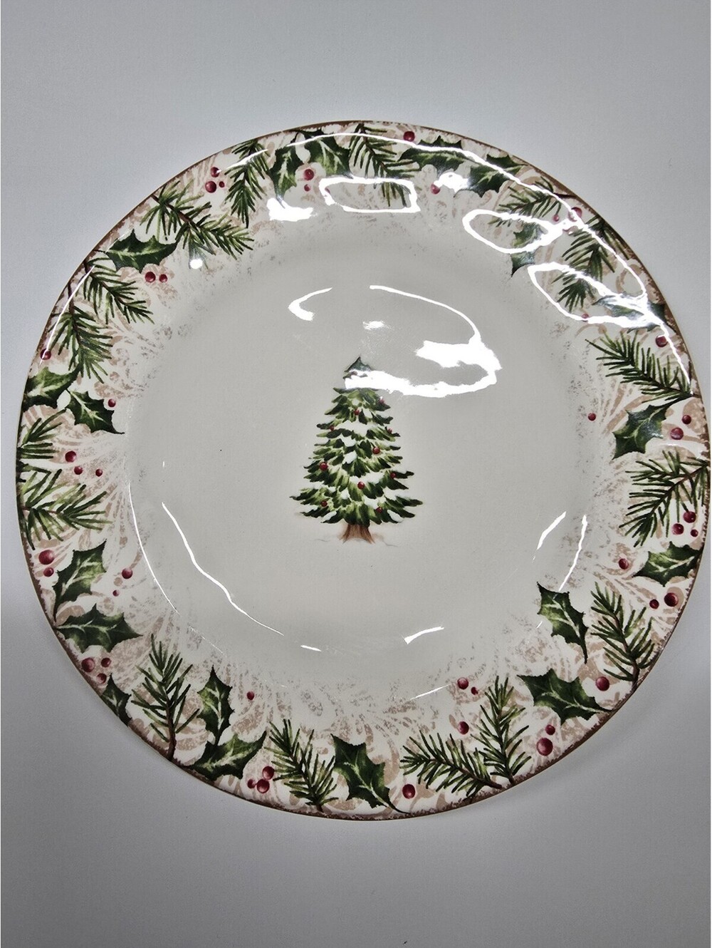 Pier 1 Winters Wonder Stoneware Salad /Dessert Plates Christmas Tree 8.75"